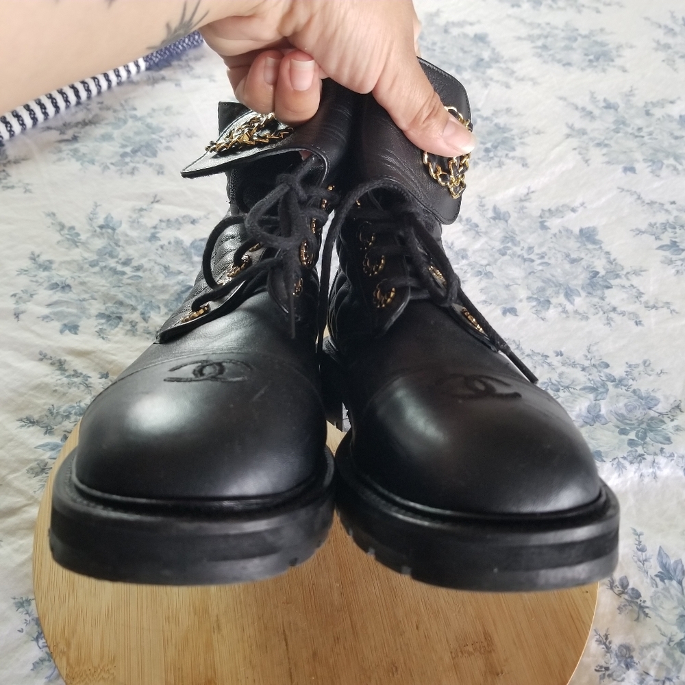 Chanel | Quilted Combat CC Logo Boots - Picture 5 of 11